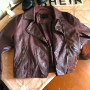 Burgundy faux leather jacket